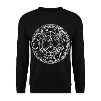 Gothic Okkult Sigil Zeichen Geschenk - Unisex Pullover - Schwarz - Vorne - Alina (178cm) & Michal (187cm)