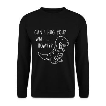 Dinosaurier Hug - Unisex Pullover - Schwarz - Vorne - Alina (178cm) & Michal (187cm)