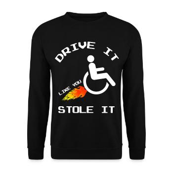 Fauteuil roulant Drôle - Sweat-shirt Unisexe - noir - Devant - Alina (178cm) & Michal (187cm)