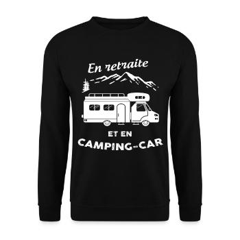 Camping car retraite - Sweat-shirt Unisexe - noir - Devant - Alina (178cm) & Michal (187cm)