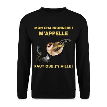 Humour chardonneret oiseau - Sweat-shirt Unisexe - noir - Devant - Alina (178cm) & Michal (187cm)