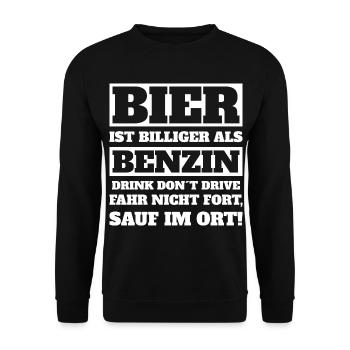 Beer is cheaper than petrol - Unisex Sweatshirt - black - Front - Alina (178cm) & Michal (187cm)