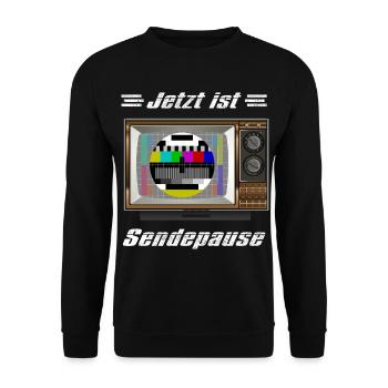 Jetzt ist Sendepause Testbild Tv - Unisex Pullover - Schwarz - Vorne - Alina (178cm) & Michal (187cm)