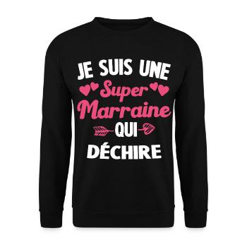 Je suis une Super Marraine qui Dechire - Sweat-shirt Unisexe - noir - Devant - Alina (178cm) & Michal (187cm)