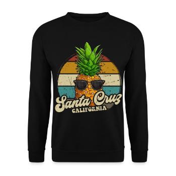 Santa Cruz California rétro vintage ananas des années 70 - Sweat-shirt Unisexe - noir - Devant - Alina (178cm) & Michal (187cm)
