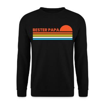 Papa Retro Vatertag Bester Papa Best Dad Superpapa - Unisex Pullover - Schwarz - Vorne - Alina (178cm) & Michal (187cm)