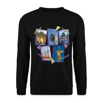 Berlin Germany City Skyline Collage - Unisex Sweatshirt - black - Front - Alina (178cm) & Michal (187cm)