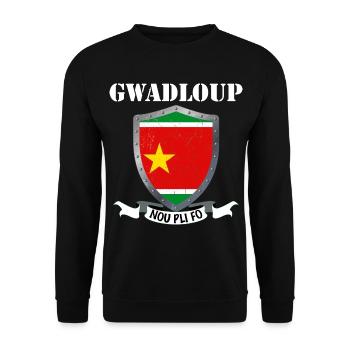 Gwadloup nou pli fo Guadeloupe Drapeau - Sweat-shirt Unisexe - noir - Devant - Alina (178cm) & Michal (187cm)