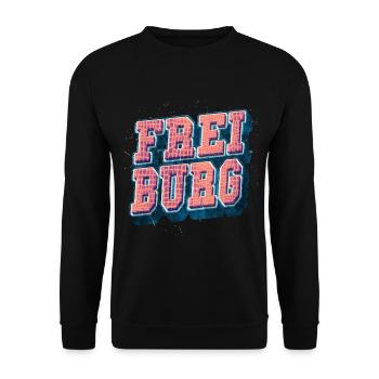 Freiburg Germany City Font Vintage Retro - Unisex Sweatshirt - black - Front - Alina (178cm) & Michal (187cm)