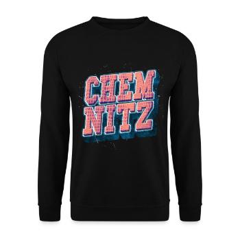 Chemnitz Germany City Font Vintage Retro - Unisex Sweatshirt - black - Front - Alina (178cm) & Michal (187cm)