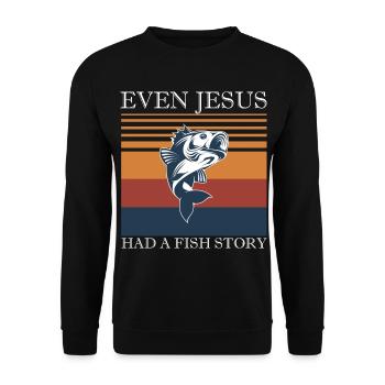 Fishing Angler Fishing Rod - Unisex Sweatshirt - black - Front - Alina (178cm) & Michal (187cm)