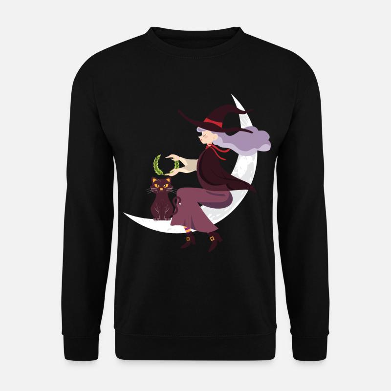Halloween Katze Hexe - Unisex Pullover - Schwarz