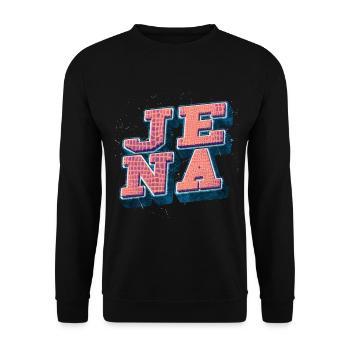 Jena Deutschland Stadt Schrift Vintage Retro - Unisex Pullover - Schwarz - Vorne - Alina (178cm) & Michal (187cm)