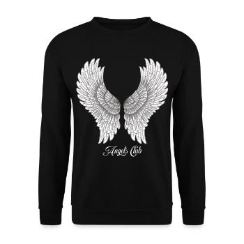 Angels Club in weiß - Unisex Pullover - Schwarz - Vorne - Alina (178cm) & Michal (187cm)