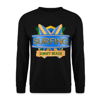 Hawaii, Surfing, Sunset Beach - Unisex Sweatshirt - black - Front - Alina (178cm) & Michal (187cm)