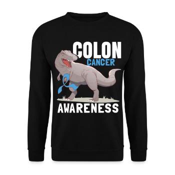 Darmkrebs Bewusstsein Kinder Dinosaurier - Unisex Pullover - Schwarz - Vorne - Alina (178cm) & Michal (187cm)