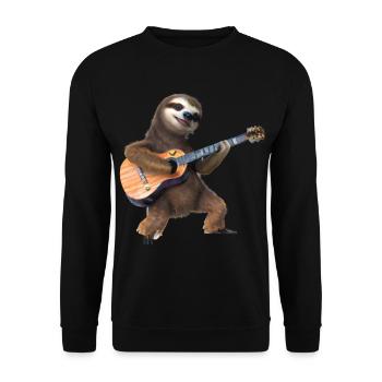 Faultier mit Gitarre - Unisex Pullover - Schwarz - Vorne - Alina (178cm) & Michal (187cm)