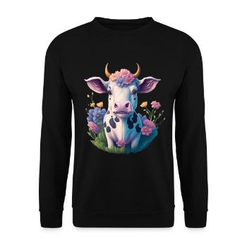 Kuh - Unisex Pullover - Schwarz - Vorne - Alina (178cm) & Michal (187cm)