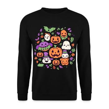Cute Halloween pumpkins and ghosts - Unisex Sweatshirt - black - Front - Alina (178cm) & Michal (187cm)