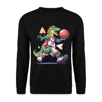 Basketball Dinosaure T-Rex Player Sports Cartoon - Sweat-shirt Unisexe - noir - Devant - Alina (178cm) & Michal (187cm)