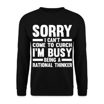 Atheismus Sprüche | Atheisten Atheist Geschenkidee - Unisex Pullover - Schwarz - Vorne - Alina (178cm) & Michal (187cm)