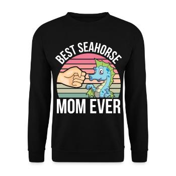 Seepferdchen | Meer Seepferd Tiere Fische Geschenk - Unisex Pullover - Schwarz - Vorne - Alina (178cm) & Michal (187cm)