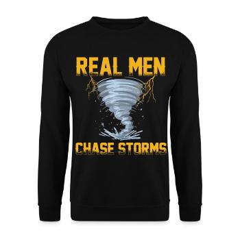Sturm Spotter | Sturmjäger Sturmwarnungen Geschenk - Unisex Pullover - Schwarz - Vorne - Alina (178cm) & Michal (187cm)