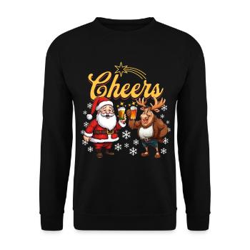 Christmas Beer Santa Claus Reindeer Cheers - Unisex Sweatshirt - black - Front - Alina (178cm) & Michal (187cm)
