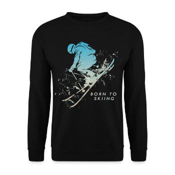 ski skiing born to skiing sports d hiver après ski - Sweat-shirt Unisexe - noir - Devant - Alina (178cm) & Michal (187cm)