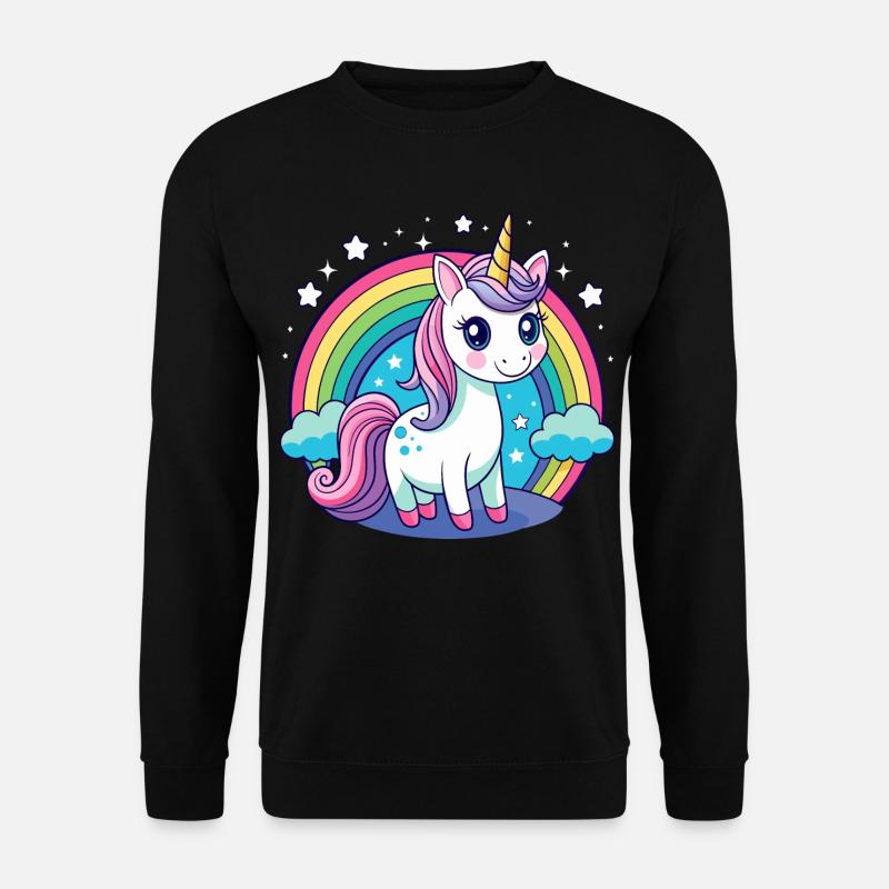 Süßes Regenbogen-Einhorn - Unisex Pullover - Schwarz