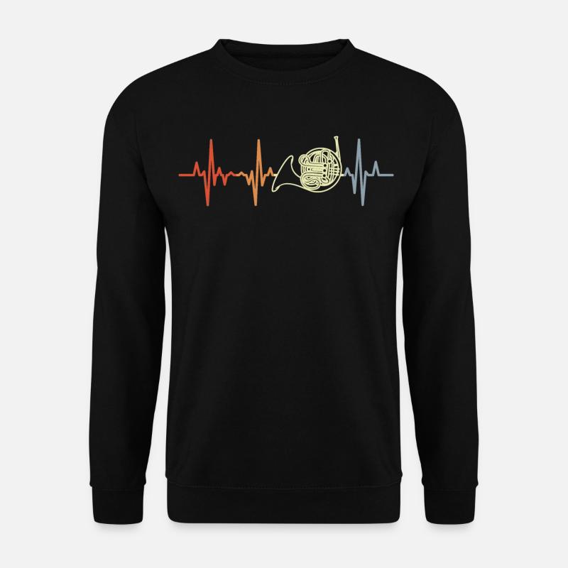 Waldhorn Herzlinie Retro - Unisex Pullover - Schwarz