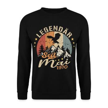 May 1970 Born in May 1970 Jubilee - Unisex Sweatshirt - black - Front - Alina (178cm) & Michal (187cm)