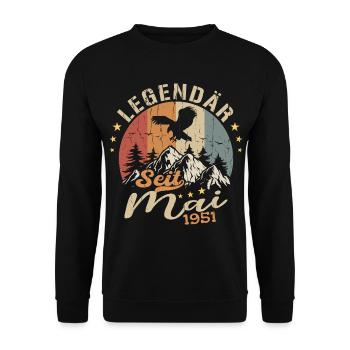 Mai 1951 Né en mai 1951 Jubilé - Sweat-shirt Unisexe - noir - Devant - Alina (178cm) & Michal (187cm)