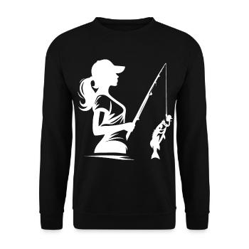 Silhouette ajustée, design cool pour les femmes - Sweat-shirt Unisexe - noir - Devant - Alina (178cm) & Michal (187cm)