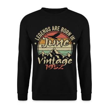Geburtstag Juni 1952 geboren im Juni 1952 Retro 1952 - Unisex Pullover - Schwarz - Vorne - Alina (178cm) & Michal (187cm)