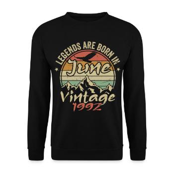Birthday June 1992 born in June 1992 Retro 1992 - Unisex Sweatshirt - black - Front - Alina (178cm) & Michal (187cm)