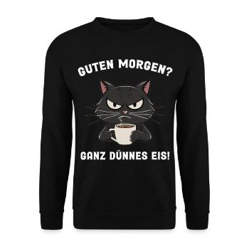 Guten morgen? ganz dünnes Eis! - Unisex Pullover - Schwarz - Vorne - Alina (178cm) & Michal (187cm)