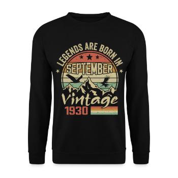 Septembre 1930 Cadeau Anniversaire September 1930 - Sweat-shirt Unisexe - noir - Devant - Alina (178cm) & Michal (187cm)