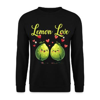 Niedliche Zitrone Früchte mit Liebe - Unisex Pullover - Schwarz - Vorne - Alina (178cm) & Michal (187cm)