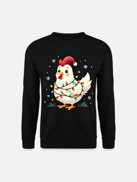 Huhn Weihnachten Hühnerliebhaber Geschenk - Unisex Pullover - Schwarz