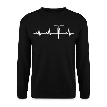 Mountainbike EKG Herzschlag - Unisex Pullover - Schwarz - Vorne - Alina (178cm) & Michal (187cm)