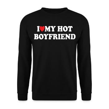 Ich liebe meinen heißen Freund - Unisex Pullover - Schwarz - Vorne - Alina (178cm) & Michal (187cm)