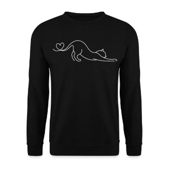 Aesthetic Single Line Cat Cute Gift - Unisex Sweatshirt - black - Front - Alina (178cm) & Michal (187cm)