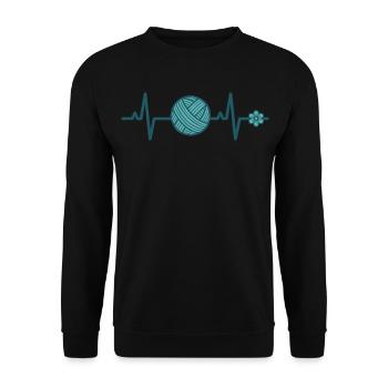 Funny Crochet Lover Crochet Hook Yarn Lovers Love - Unisex Sweatshirt - black - Front - Alina (178cm) & Michal (187cm)