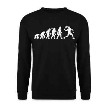 Tennisspieler Evolution für Tennis Trainer - Unisex Pullover - Schwarz - Vorne - Alina (178cm) & Michal (187cm)