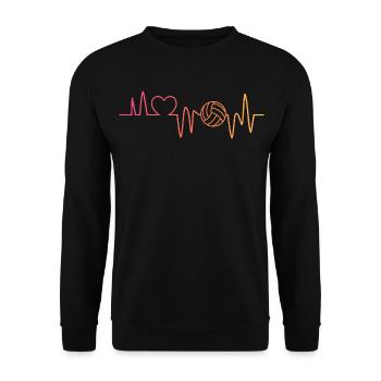 Volleyball Herzschlag Volleyballspieler - Unisex Pullover - Schwarz - Vorne - Alina (178cm) & Michal (187cm)