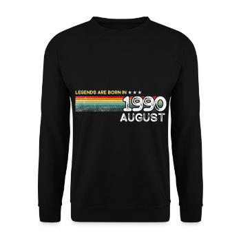 August 1990 Geschenk, geboren 1990, alles Gute zum Geburtstag - Unisex Pullover - Schwarz - Vorne - Alina (178cm) & Michal (187cm)