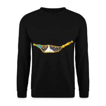 open zipper with cute dog - Unisex Sweatshirt - black - Front - Alina (178cm) & Michal (187cm)