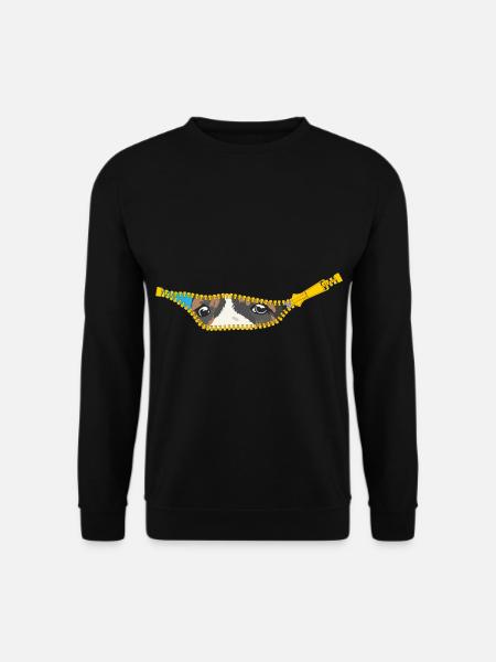 offener Reißverschluss mit süssem Hund - Unisex Pullover - Schwarz