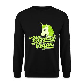 Magical Vegan Gift Vegan Vegetarian Unicorn - Unisex Sweatshirt - black - Front - Alina (178cm) & Michal (187cm)